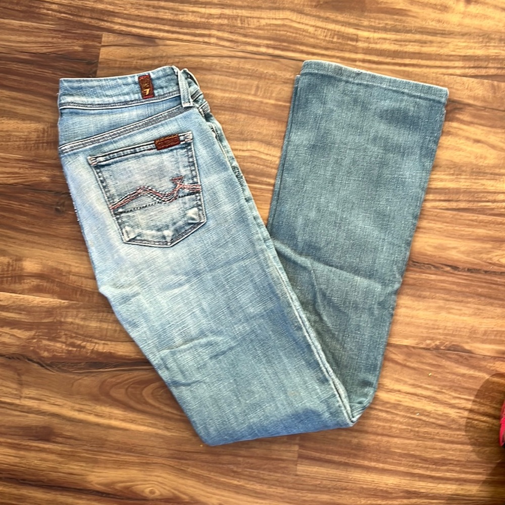 7 for all mankind grey wash, boot cut jeans